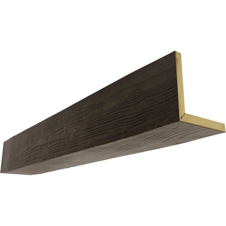 2-Sided (L-beam) Sandblasted Endurathane Faux Wood Ceiling Beam, Premium Walnut, 10W X 4H  X 8'L